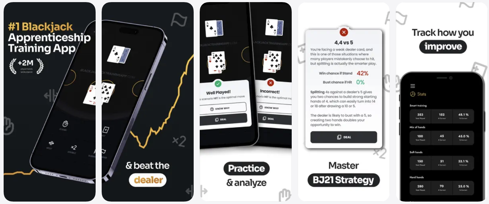Blackjack Apprenticeship App Store screenshots tras el rediseño